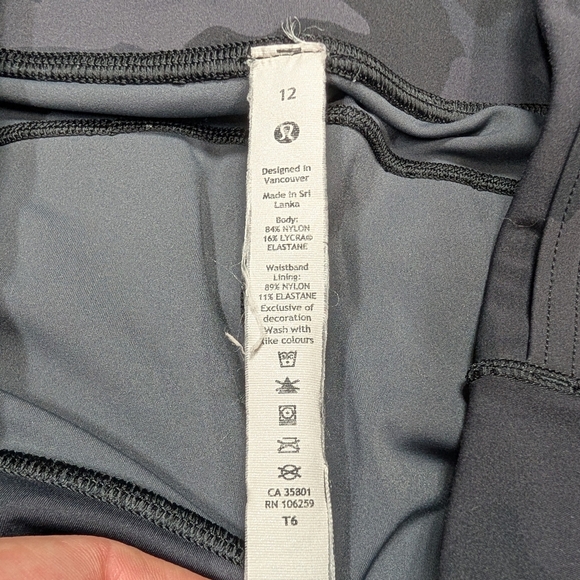 Lululemon Leggings Womens 12 Gray Incognito Camo Fast Free Hi Rise Crop 23” - Picture 7 of 12